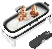 UISEBRT 138 cm Faltbadewanne für Erwachsene und Kinder - Kompakte Klappbadewanne mit Abdeckung, Tragbare Badewanne für Zuhause und Reisen