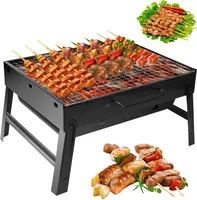 Holzkohlegrill, Kompakter Mini Grill, Reisegrill, Tischgrill, Campinggrill, Tragbar Klappgrill, Picknickgrill, für Picknick, Garten, Terrasse, Camping