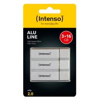 INTENSO USB 2.0-Stick Alu Line, 16 GB, 3er Pack, silber