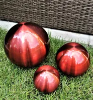 3er Set Dekorationskugel 20-15-10 cm aus Edelstahl rot matt gebürstet Dekokugel