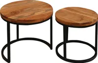 byLIVING Zweisatztisch Selma, Breite 50 und 40 cm, Akazie, Gestell Metall schwarz