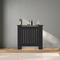 STADO | Heizungsverkleidung | MDF | Holz | Schwarz | 78x82x19cm | Landhaus | Heizkörperverkleidung | Heizungsabdeckung | Cover | Abdeckung | Heizung