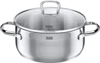 Silit Achat Kochtopf 24cm, Glasdeckel, Bratentopf 4,1l, Edelstahl poliert, Topf Induktion, unbeschichtet, backofengeeignet