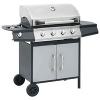 vidaXL Gasgrill 4+1 Flammen Schwarz und Silbern Stahl & Edelstahl