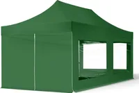 3x6m Faltpavillon Pavillon Partyzelt Gazebo Stahl 30mm, 4 Seitenteile, Panoramafenster, grün