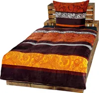 2-teilig Bettwäsche-Set Bettgarnitur Bettbezug Übergröße Bezug 155x220 Kissenbezug 80x80 Nicky Teddy Plüsch Kaschmir Touch Mikrofaser NEU Soft Warm Weich Kuschelig Gold Braun Ornamente