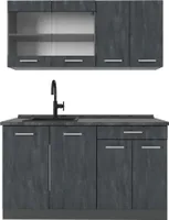 Vicco Singleküche R-Line, 140 cm ohne Arbeitsplatte, Schwarz Beton/Anthrazit