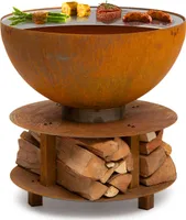 Blumfeldt Feuerschale, Tragbare Feuerschalen für den Garten, Outdoor Feuerstelle, Feuerschalen mit Grillrost, Feuerschale Groß, Gartenfeuerschale für Balkon & Terrasse, 60 x 56 x 60 cm