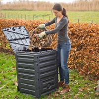 Schwarz 300L Thermokomposter Wetterfest VOUNOT Komposter aus Kunststoff für Garten 