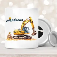 Spardose mit Wunschname Baustelle Bagger #1 personalisiert
