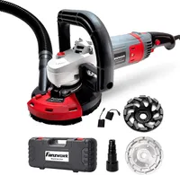 FANZWORK Betonschleifer Betonfräse Set mit Diamantschleiftopf und Absaughaube (1500W/125mm+)