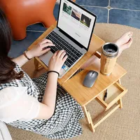 Laptoptisch Betttablett aus Bambus Notebooktisch Zeichentisch für Bett 66x30x35cm