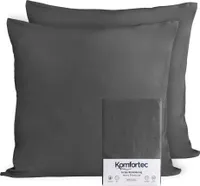 Komfortec 100% Baumwolle Kissenbezüge 2er Set 80x80 cm, Superweicher Premium Jersey Kopfkissenbezug 150 g/m², Kissenhülle, Anthrazit