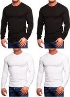 Jack & Jones 4er-Pack Langarmshirts Herren Basic Longsleeves Stretch Slim-Fit Rundhals, JJ-Langarm-2xweiss2xschwarz-S