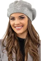 Vivisence damen baskenmütze eleganter wintermütze warm und gemütlich kopfbedeckung an winter und herbst warm dick strickmütze, klassisch mütze für frauen, hergestellt in der eu, hellgrau, einheitsgröß