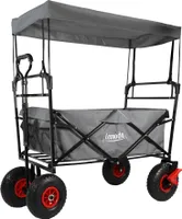 Bollerwagen faltbar mit Dach, grau, Handwagen mit 120 kg Zuladung, Leiterwagen mit Luftreifen
