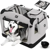 Leopet® Hundebox - Faltbar, S/M/L/XL/XXL/XXXL, Stoff, mit Napf - Transportbox, Transporttasche, Tragetasche, Hunde, Katzen, Haustier, XXL, Grau