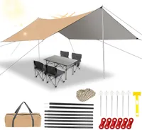 Sonnensegel, Zeltplane, Wasserdicht, Ultraleicht Camping Zelt Plane Mit Stangen, Heringen, Zeltspannleinen, UV und Regenbeständig