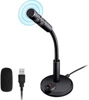 USB Mikrofon für PC und Laptop Standmikrofon mit 360 Grad Aufnahmefähigkeit Rauschunterdrückung und EIN-Knopf Schalter