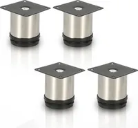 SWANEW 4x Möbelfuß Möbelfüsse Edelstahl Fuss Durchmesser 40 mm Höhe 60mm Schwarz Höhenverstellbar