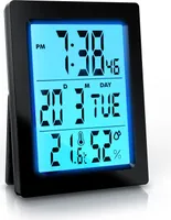 Bearware Digital-Wecker, digitaler Wecker, Reisewecker, dimmbar, Temperatur & Luftfeuchtigkeit, Datum, Uhrzeit, Schlummerfunktion / Snooze, Hintergrundbeleuchtung, für zuhause und unterwegs