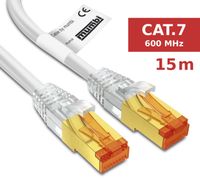 mumbi LAN Kabel 15m CAT 7 Rohkabel Netzwerkkabel S/FTP PimF CAT7 Rohkabel Ethernet Kabel Patchkabel RJ45 15Meter, weiss