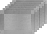 Tischset, Platzset 6er Set rutschfest Abwaschbar PVC Abgrifffeste Hitzebeständig Platzdeckchen für Zuhause Restaurant Speisetisch（Silber）