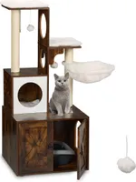 relaxdays Kratzbaum mit Katzenklo-Schrank 128 cm