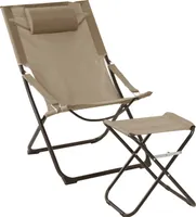 SVITA TOMRA Liegestuhl mit Hocker klappbar Campingstuhl Kopfkissen Taupe