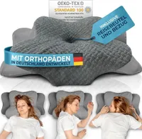 Glückstoff® Orthopädisches Kissen für alle Schlaftypen | Kopfkissen Nackenschmerzen aus Memory Foam | Nackenstützkissen Ergonomisches Kopfkissen