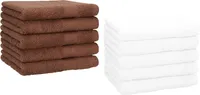 Betz 10 Stück Gästetücher 30x50 cm PREMIUM 100% Baumwolle Set  Farbe: nussbraun und weiß