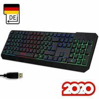 Klim Chroma Chromatic Gaming Tastatur Wired USB Lit (DEU Layout - QWERTZ) RGB-Beleuchtung LED Gaming Keyboard Schwarz fuer PC