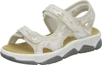 Rieker Damen Sandalen 27201-36, 27201-37, 27201-38, 27201-39, 27201-40, 27201-41, 27201-42 RIE-69066 beige/silver/creme 40 [Schuhe Frau]
