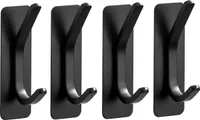 TOJ Living Wandhaken - Set mit 4 Haken - Garderobenhaken - Kleiderhaken wand - Wandhaken schwarz - Klebehaken wand - Wandhaken garderobe -  Selbstklebend - Haken ohne bohren - Edelstahl - Matt Schwarz