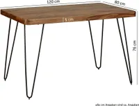 FineBuy Esstisch Massiv Esszimmertisch Holztisch Sheesham Holz Tisch