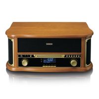 Classic Phono TCD-2571WD - Holz-Plattenspieler im Retro-Design mit Bluetooth®, DAB+/FM-Radio, USB-Codierung, CD-Player, Kassettenspieler und eingebauten Lautsprechern - Holz