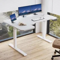 Hilodesk 150cm l-schreibtisch elektrisch höhenverstellbar eckschreibtisch, mit zwei Motoren, l förmiger tisch stehpult, mit 4-Memory-Steuerung, weiß