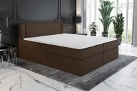 Boxspringbett ARO 200x200 mit 2 Bettkästen, Bonell-Matratze und Topper. Farbe: Braun.