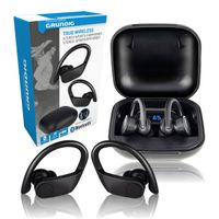 Sluchátka do uší Grundig Bluetooth Sport - přenosný nabíjecí box a integrovaný mikrofon - bezdrátová sluchátka do uší černá