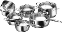 Karcher Topfset Lara aus Edelstahl, Kochgeschirr Induktion-Kochtopf-Set, Töpfe und Pfanne mit Glasdeckel, 7-teilig