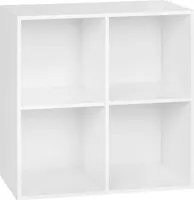 WOLTU Bücherregal Würfelregal 4 Fächer, Büroregal Aktenregal, Holzwerkstoff : Weiß Farbe: Weiß