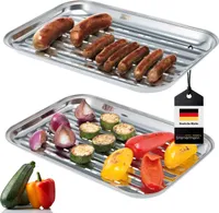 bremermann Grillschale 2er-Set, Grillpfanne Edelstahl, ca. 35 x 24,5 cm Grillplatte