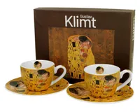Espressotassen mit Untertassen Gustav Klimt - Kuss , Geschenkidee, für 2 Personnen