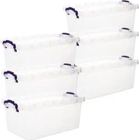 6er Set Aufbewahrungsboxen mit Deckel Plastikbox 3L transparent mit Griffen