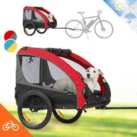 Klarfit Fahrradanhänger für Hunde, Stabiler Hunde-Fahrradanhänger, 282L Hunde-Fahrradanhänger Klappbar, Hundeanhänger mit Reflektoren und Leine, Fahrradanhänger für Kleine & Mittelgroße Hunde bis 40kg