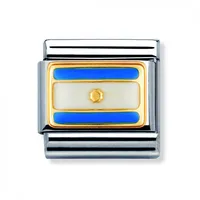 Nomination 030235/03 Charm Classic Gold Flagge Weiss Blau Emailliert Argentinien