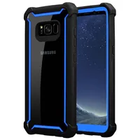 Etui Cadorabo do Samsunga Galaxy S8 w kolorze NIEBIESKIM CZARNYM 2 w 1 etui na telefon komórkowy z silikonową krawędzią TPU i tylną osłoną ze szkła akrylowego hybrydowe twarde etui z tyłu
