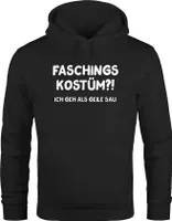 Hoodie Herren Faschings-Kostüm ich geh als geile Sau Fastnacht Karneval Verkleidung lustig Kapuzen-Pullover Moonworks® schwarz XS