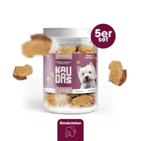 KAUDAS Hundesnack RinderleberPur - 5× 90g gefriergetrocknete Rinderleber - 450g Rohgewicht