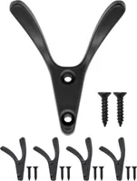 'FUXXER® - 4x Massive Garderoben-Haken, Handtuch-Haken, Kleider-Haken, Eisen-Haken, V-Design, schwarz'